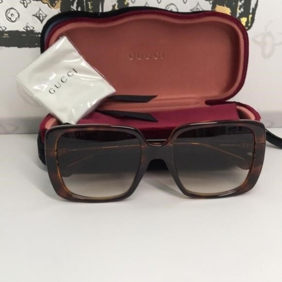 New Authentic Gucci Sunglasses GG0632S 002 Havana/Brown Gradient 56-20-145mm","d - Picture 11 of 11